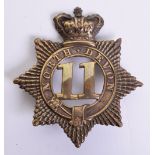 Victorian 11th (North Devon) Regiment of Foot Glengarry Badge circa 1874-1881, brass eight pointed