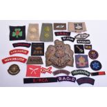 Selection of Cloth Insignia consisting of large embroidered khaki RSM arm badge, embroidered white