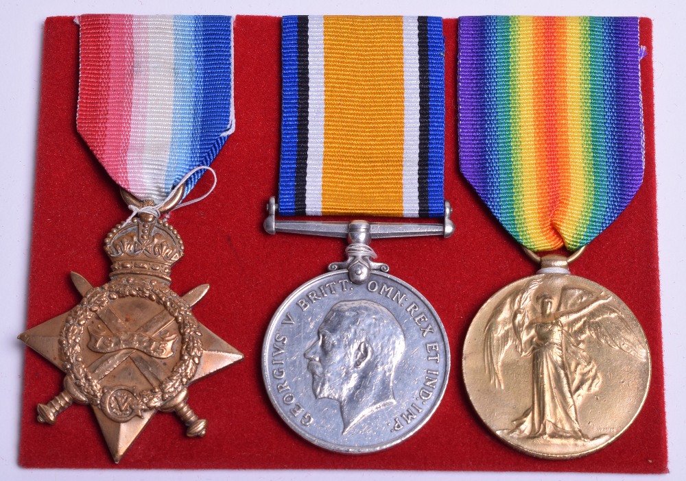 Great War 1914-15 Star Medal Trio Notts & Derby Regiment, the medals were awarded to “18315 PTE H