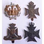 Four British Territorial Battalions Cap Badges consisting of 4th Battalion Wiltshire Regiment in