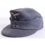 Luftwaffe M-43 Field Cap of fine quality Luftwaffe blue wool with stitched embroidered other ranks