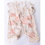 WW2 Japanese 1000 Stitch Vest, unusual white cloth vest / waistcoat with red stitches to the front