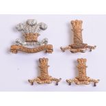 11th Hussars Cap & Collar Badge Set being Victorian / Edwardian period other ranks issue in gilt