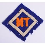 WW1 British Cloth Formation Sign 42nd Divisional Motor Transport Company, blue cloth diamond with