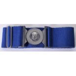 British Special Air Service (S.A.S) Stable Belt, blue belt with two piece chrome SAS belt buckle.