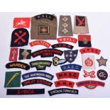 Selection of Cloth Insignia consisting of printed 2 MED RCA shoulder title, printed 4th Indian