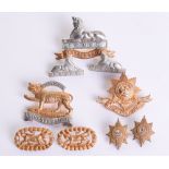 Victorian / Edwardian Leicestershire Regiment Cap & Collar Badge Set being other ranks issue with