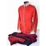 Bedfordshire Regiment Officers Dress Uniform, tunic of scarlet cloth with white facings to the