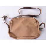 WW2 British ATS Issue Handbag, khaki canvas example with the original brown leather shoulder
