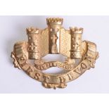 1st Devon Militia Glengarry Badge Circa 1890, fine gilded metal Exeter castle with scroll below