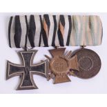Imperial German Medal Group of Three, consisting of Iron Cross 2nd class, 1914-18 Honour cross