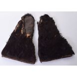 Great War Bearskin Aviators Gloves, leather gauntlet style gloves with black bearskin covering.