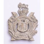 Victorian Kings Own Scottish Borderers Helmet Plate Centre, white metal Victorian crowned example