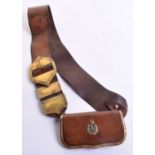 Post 1902 Worcestershire Imperial Yeomanry Cross Belt and Pouch, brown leather cross belt with