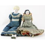 Early glazed china shoulder head doll, German 1860, with painted features, red lines for lids,