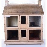 An early English painted wooden Dolls House, probably mid 19th century, with painted stand stone