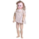 Beautiful size 10 Bru Jne R bisque head Bebe, circa 1890, the pale bisque with fixed brown paper-
