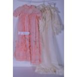 Beautiful pink Organza Lenci style Christening Gown, circa 1940, with printed star decoration,