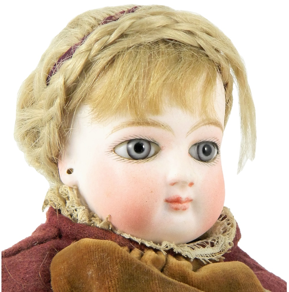 Early bisque shoulder head fashion doll in original clothes, circa 1870, beautiful pale bisque - Image 2 of 2