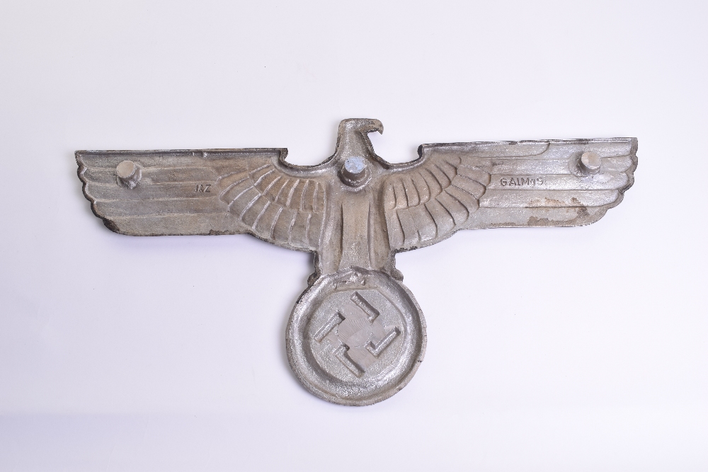 German Third Reich Train Eagle, large cast alloy eagle and swastika as attached to trains used in - Image 2 of 3