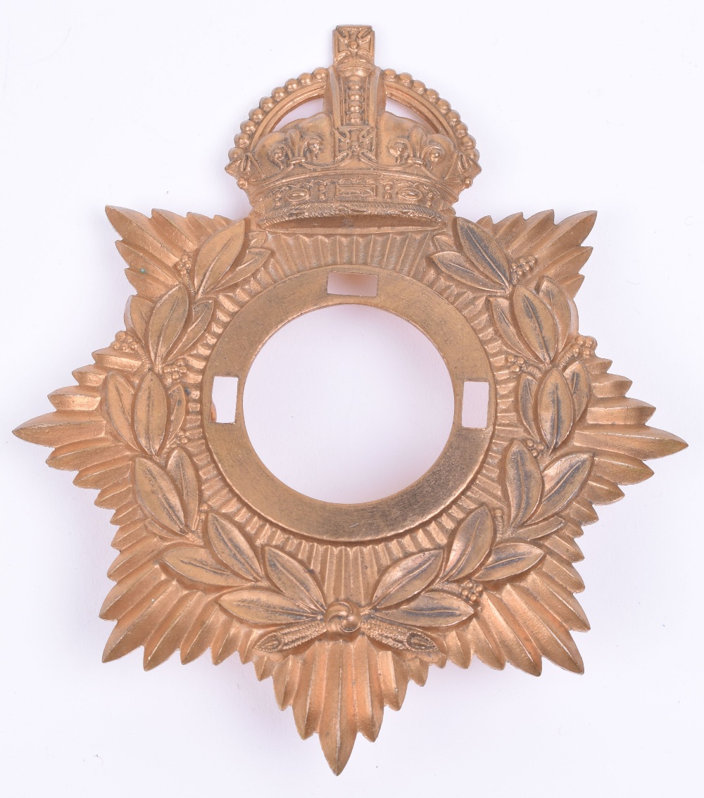 Post 1902 Other Ranks Home Service Helmet Back Plate, brass eight pointed star with the top point