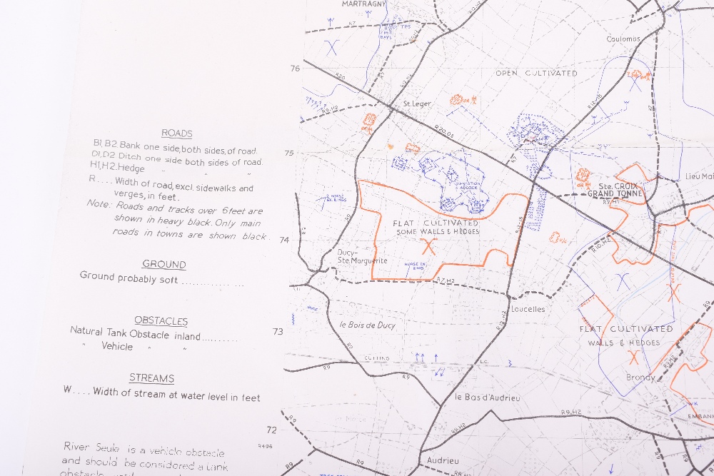 Three Original D-Day maps. HOULGATE, Showing beach defences between Cabourg Les Bains and Villers- - Image 22 of 25