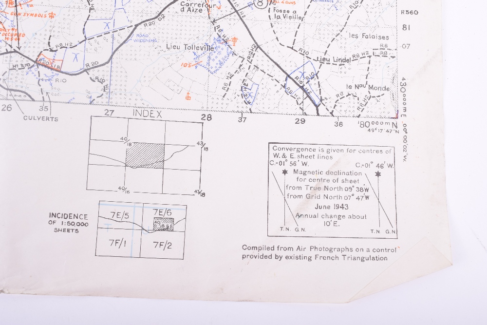 Three Original D-Day maps. HOULGATE, Showing beach defences between Cabourg Les Bains and Villers- - Image 6 of 25