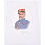 Ferdinand Foch Painting Dated 1920, 21cms X 30 cms. painted by Alex Statters. With signature to