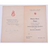 Overseas League Dinner Menu Signed by Louis Mountbatten (1900-1979), the printed menu dated 28th