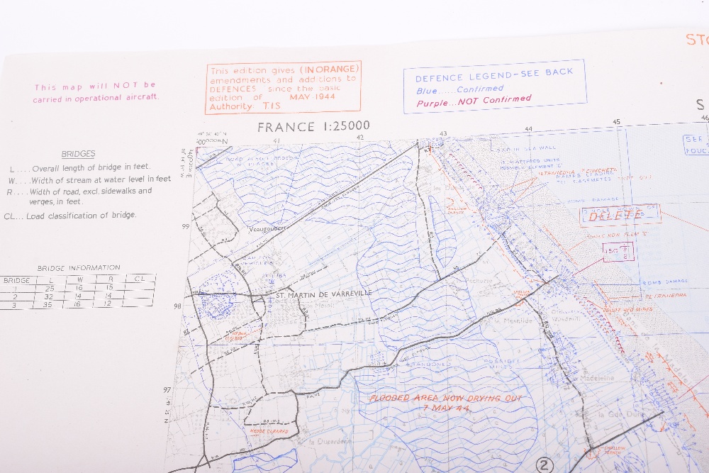 Three Original D-Day maps; STE. MARIE DU MONT, Utah Beach defences extending East to Grandcamp-les- - Image 8 of 12