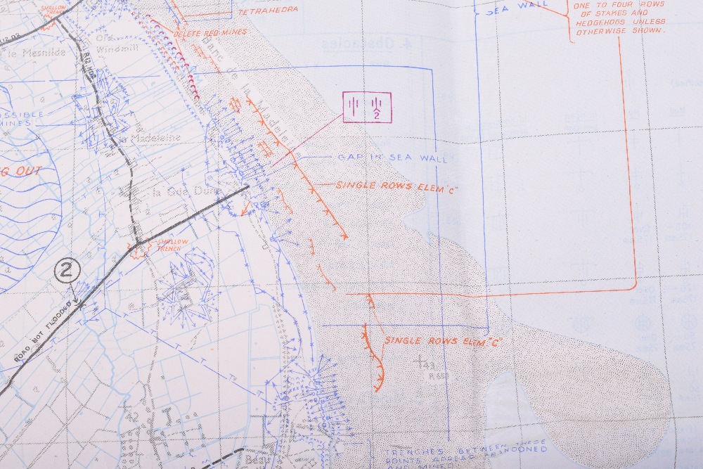 Three Original D-Day maps; STE. MARIE DU MONT, Utah Beach defences extending East to Grandcamp-les- - Image 7 of 12