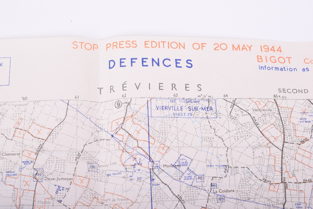 Three Original D-Day maps; STE. MARIE DU MONT, Utah Beach defences extending East to Grandcamp-les- - Image 10 of 12