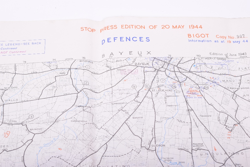 Three Original D-Day maps; STE. MARIE DU MONT, Utah Beach defences extending East to Grandcamp-les- - Image 2 of 12