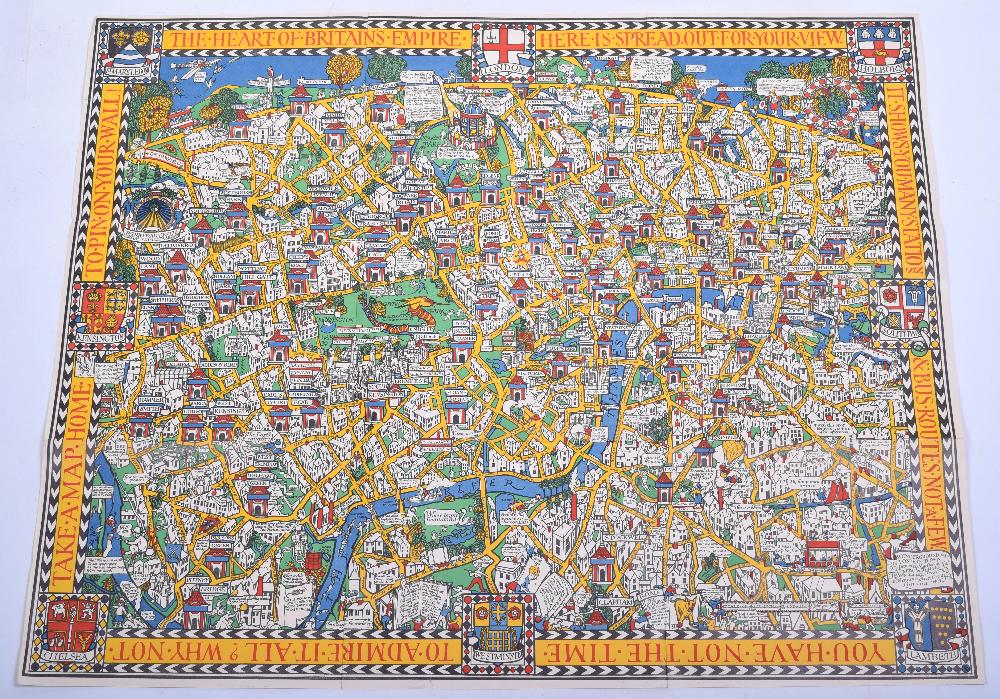 Original Example of "THE WONDERGROUND MAP OF LONDON TOWN" Drawn by MacDonald Gill and printed and