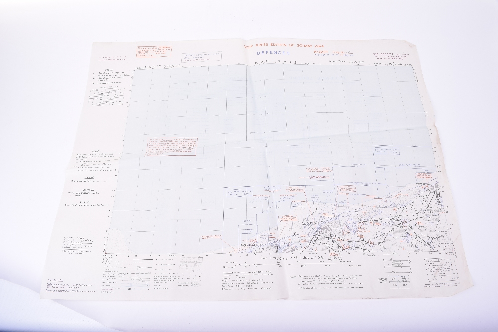 Three Original D-Day maps. HOULGATE, Showing beach defences between Cabourg Les Bains and Villers-