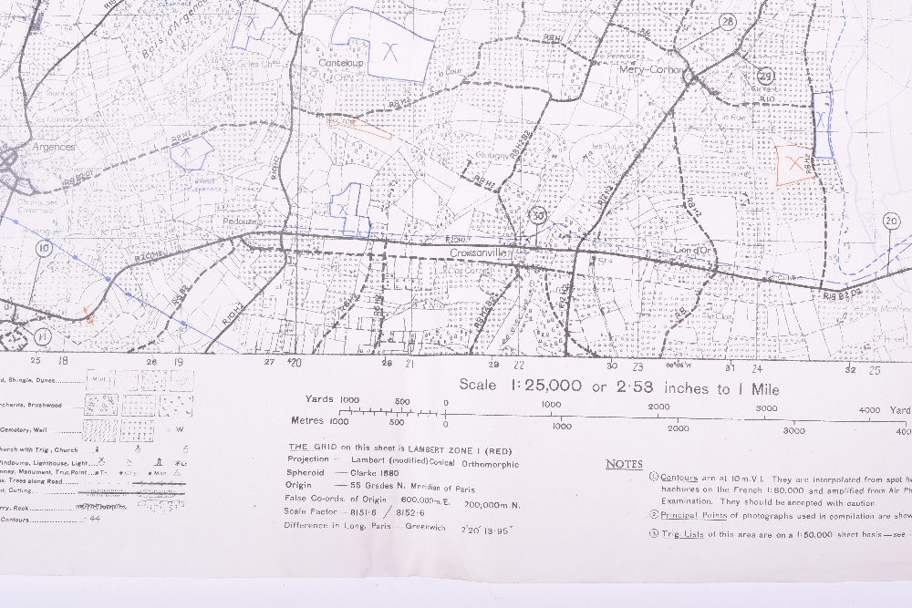 Three Original D-Day maps. HOULGATE, Showing beach defences between Cabourg Les Bains and Villers- - Image 15 of 25