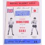 1968 Boxing Programme Featherweight Championship of the World, title fight between Howard Winstone