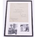 Field Marshall Harold Alexander, 1st Earl Alexander of Tunis (1891-1969) Signed Letter, the typed