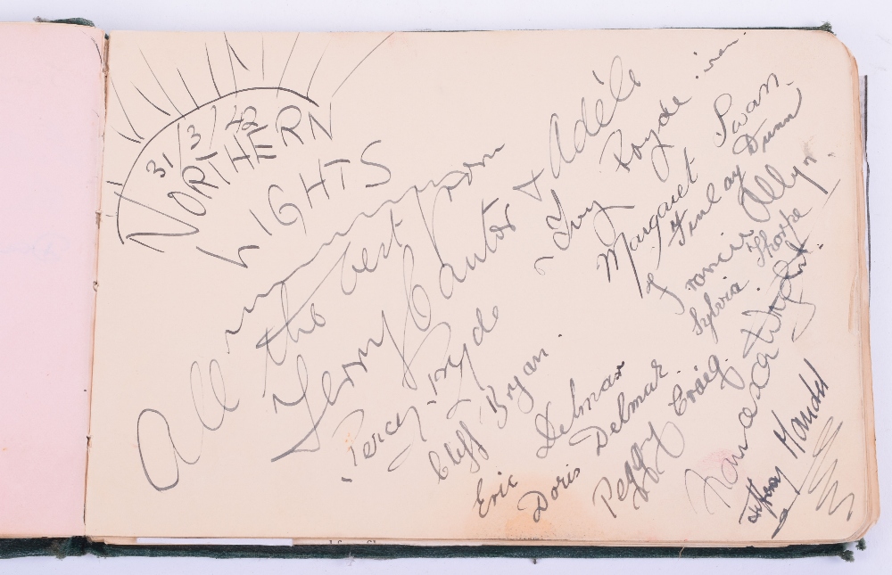 RAF Scampton Autograph Book, containing signatures of various personalities and band that visited - Image 9 of 12