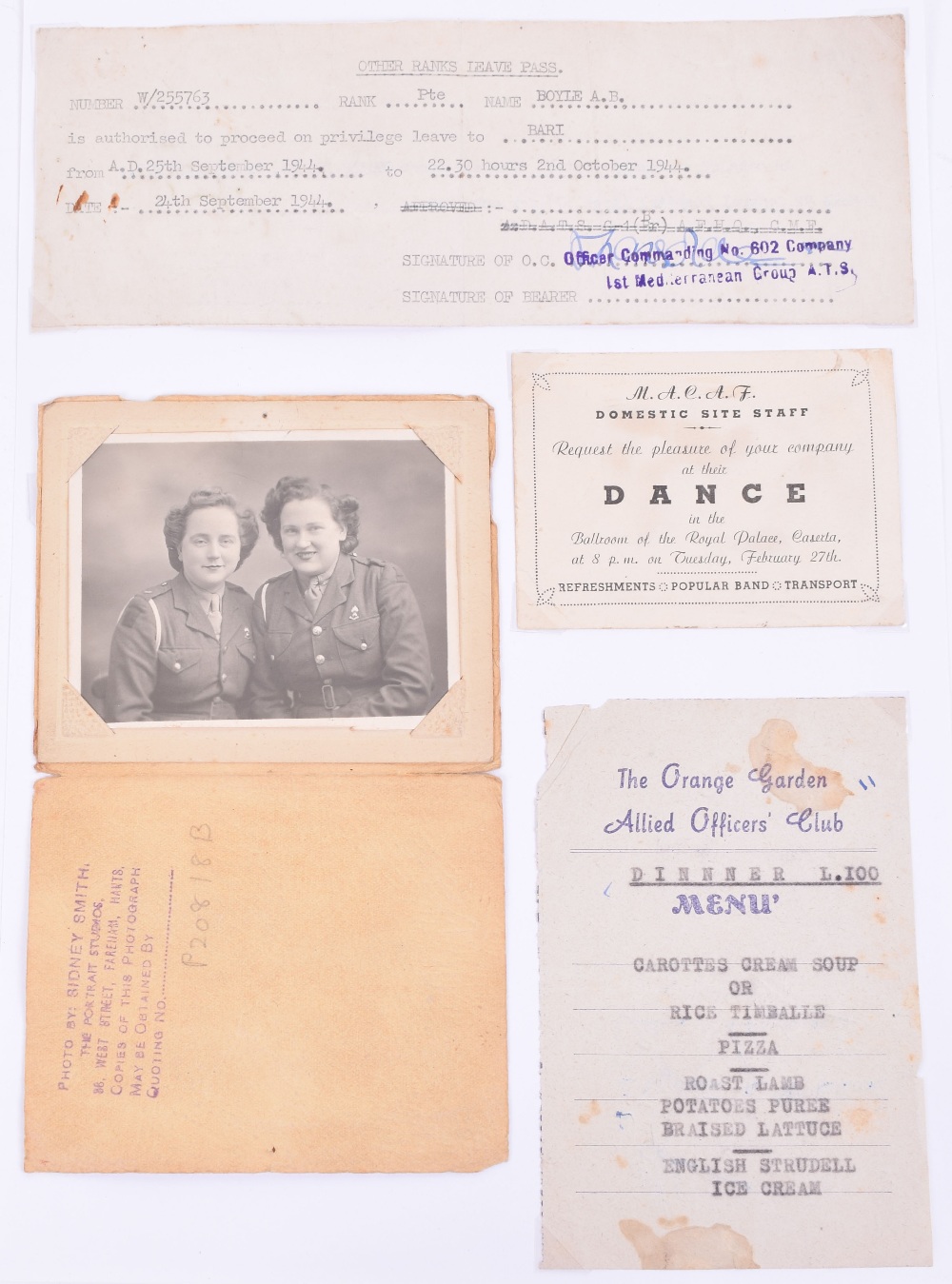 WW2 Husband and Wife Military Paperwork, consisting of official documents and photographs relating - Image 4 of 6