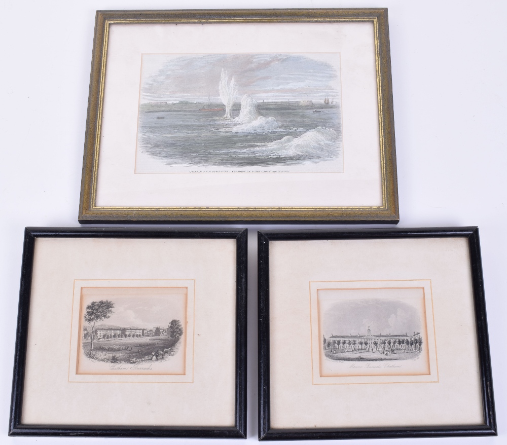 Three Small Framed Prints of Chatham Naval Interest, consisting of print titled “Chatham Siege