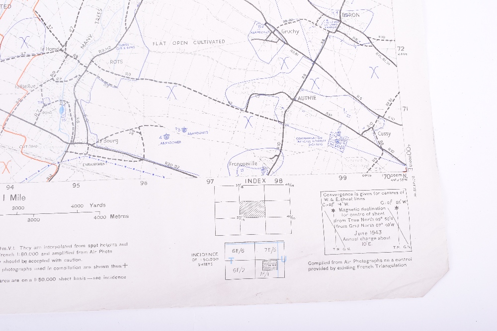 Three Original D-Day maps. HOULGATE, Showing beach defences between Cabourg Les Bains and Villers- - Image 21 of 25