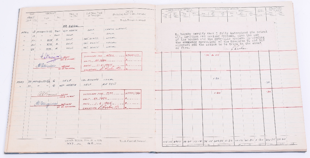 Royal Canadian Air Pilots Log Books of Leonard Rushen, Mosquito and Beaufighter Pilot 1941-1946, - Image 4 of 6