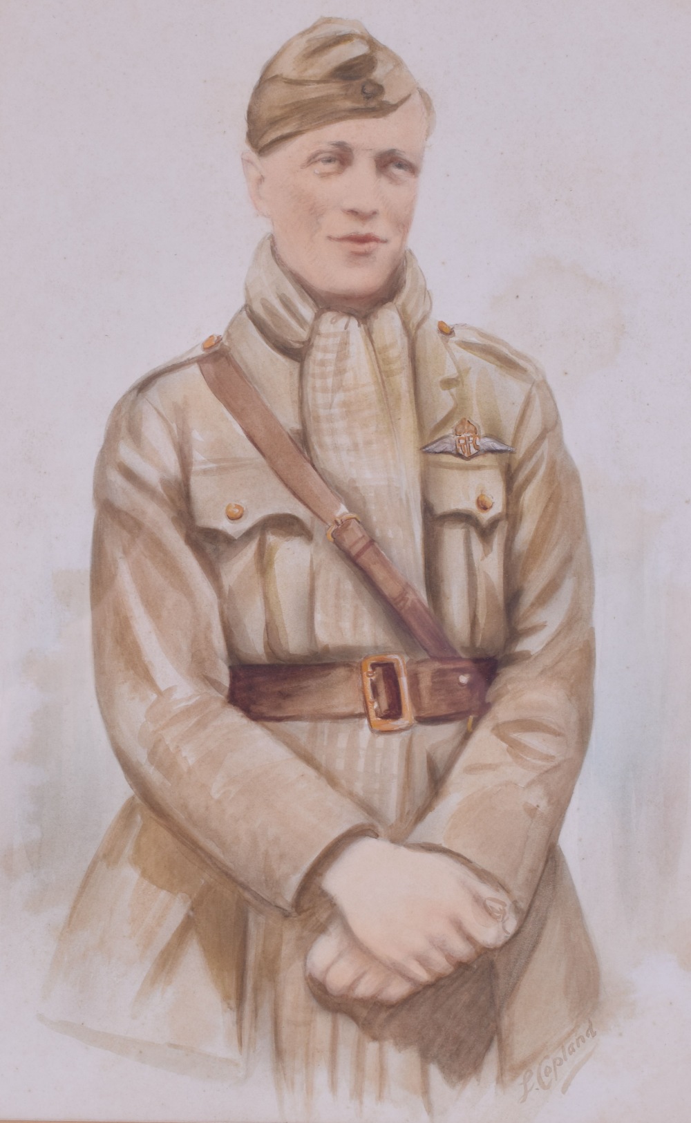 Watercolour and Portrait of Lieutenant Marcus Thurlow Wright Loyal North Lancashire Regiment & Royal - Image 2 of 3