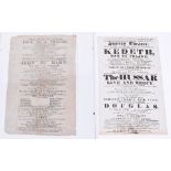 Two Early Printed Theatre Programmes from 1815 and 1821, printed single sheet pages from the Theatre