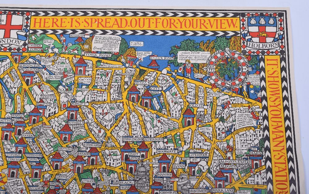 Original Example of "THE WONDERGROUND MAP OF LONDON TOWN" Drawn by MacDonald Gill and printed and - Image 5 of 6