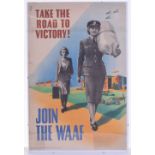 WW2 Recruiting Poster – “Take The Road To Victory – Join The WAAF”, to the centre of the poster it