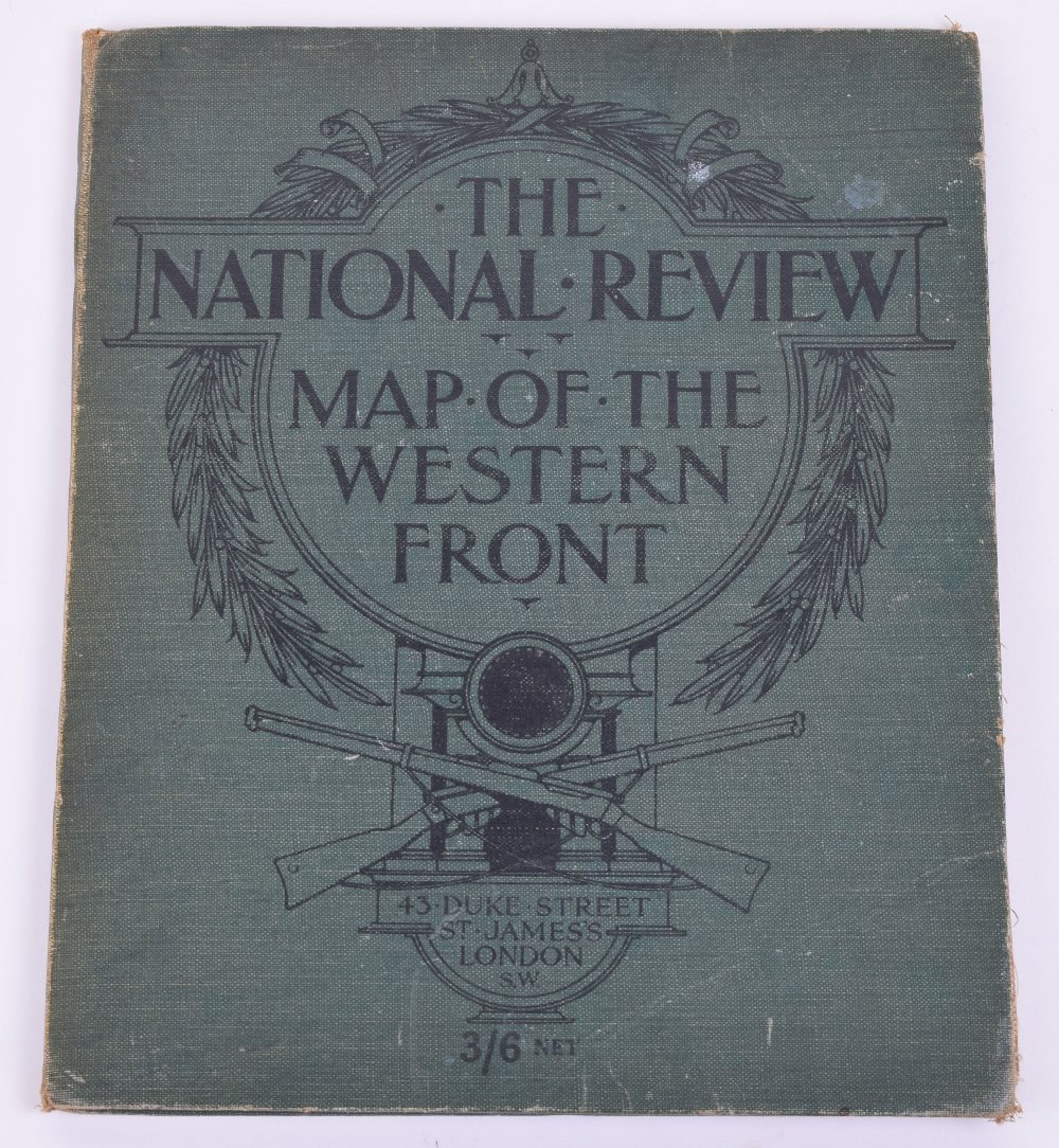 The National Review Map of the Western Front, Very rare original folding linen map of the Western