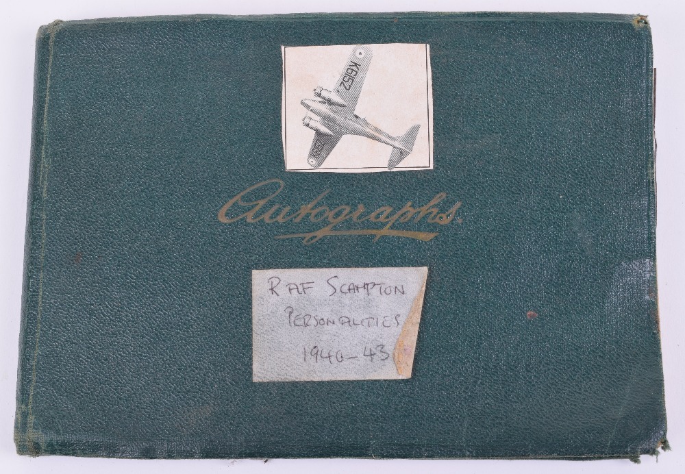 RAF Scampton Autograph Book, containing signatures of various personalities and band that visited