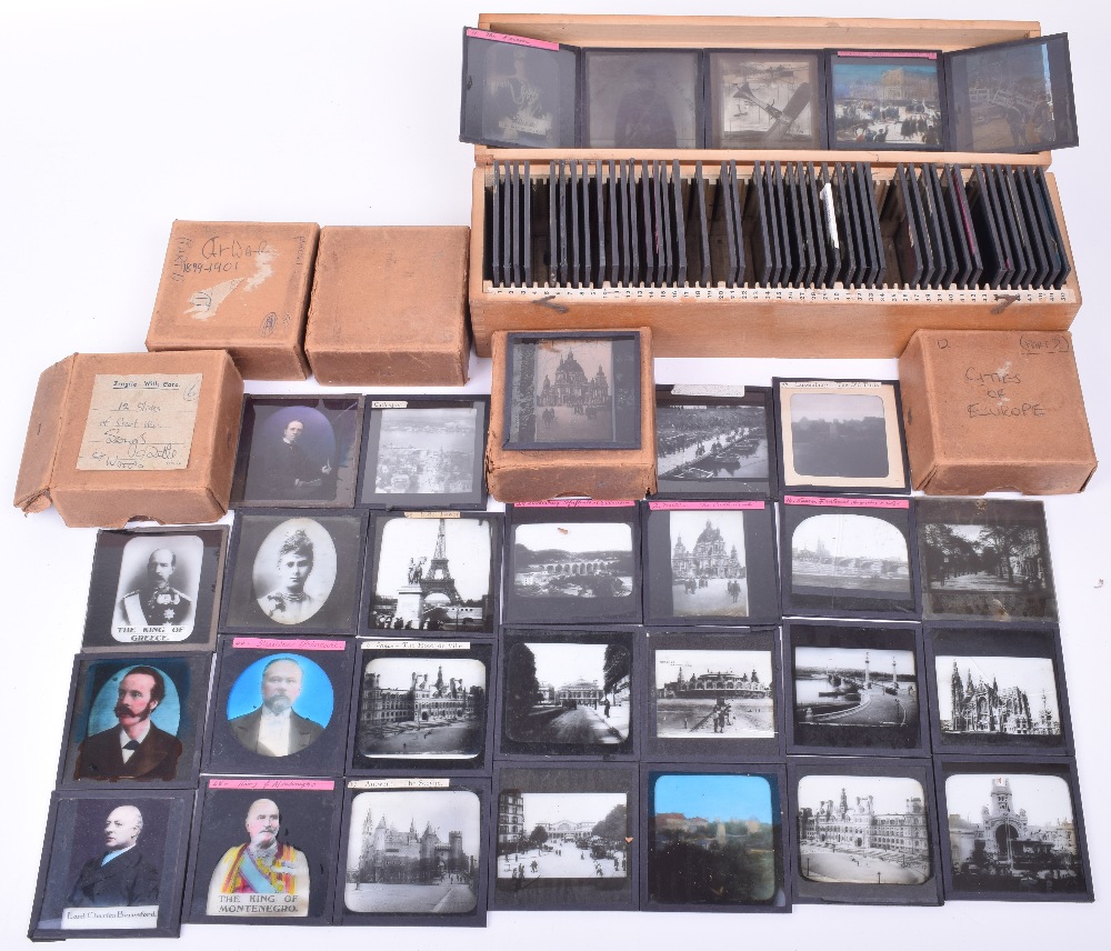 Selection of Glass Magic Lantern Slides, Military and cities of Europe, mostly all in good